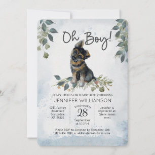 Åh, grabben! Hund Baby Shower German Shepherd Inbjudningar