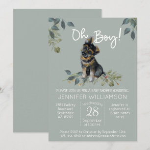 Åh, grabben! Hund Baby Shower German Shepherd Pupp Inbjudningar