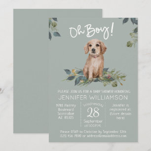 Åh, grabben! Hund Baby Shower Inbjudningar