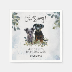 Åh, grabben! Lyla och Rockie Watercolor Baby Showe Pappersservett