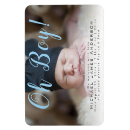 Åh, grabben! Nyfödd bebis Birth Annoucement Photo Magnet