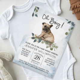 Åh, grabben! Pug Puppy Modern Watercolor Baby Show Inbjudningar