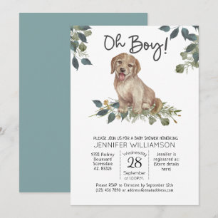 Åh, grabben! Puppy Modern Watercolor Hund Baby Sho Inbjudningar
