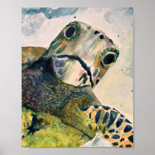 Åh Hej, surprisad Sea Turtle Poster utskrift
