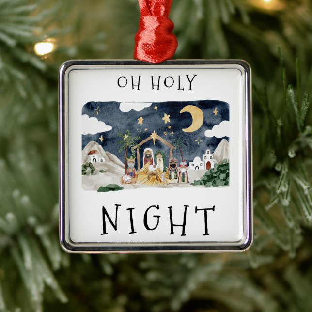 Åh Heliga Natt African American NatiatiatiT Jul Julgransprydnad Metall (Träd)