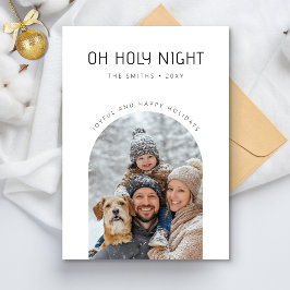 Åh, Heliga Natt Glatt, minimalistiskt familjerådfo Julkort