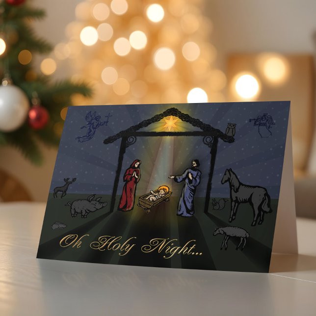 Åh, Heliga Natt Ntivity-julkort Helgkort (Oh Holy Night The Reason for the Season Christmas Card)