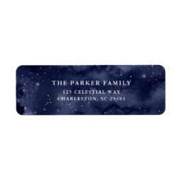 Åh Heliga Natt | Strängar på julklapp Mörk blått Returadress Etikett