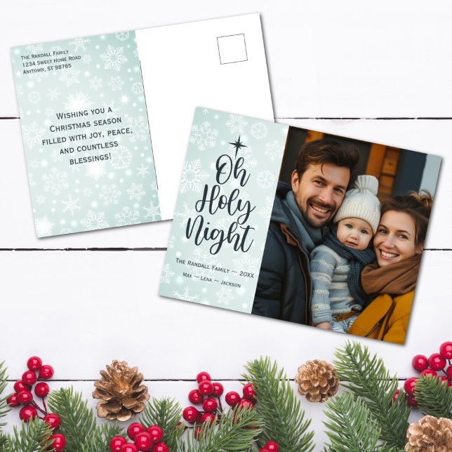 Åh Heliga Nattens Anpassningsbar Religiösa Foto ju Helg Vykort (Oh Holy Night Custom Religious Photo Christmas Postcard)