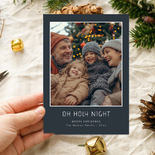 Åh Heliga Nattens Glatta kristna familjefoto Julkort