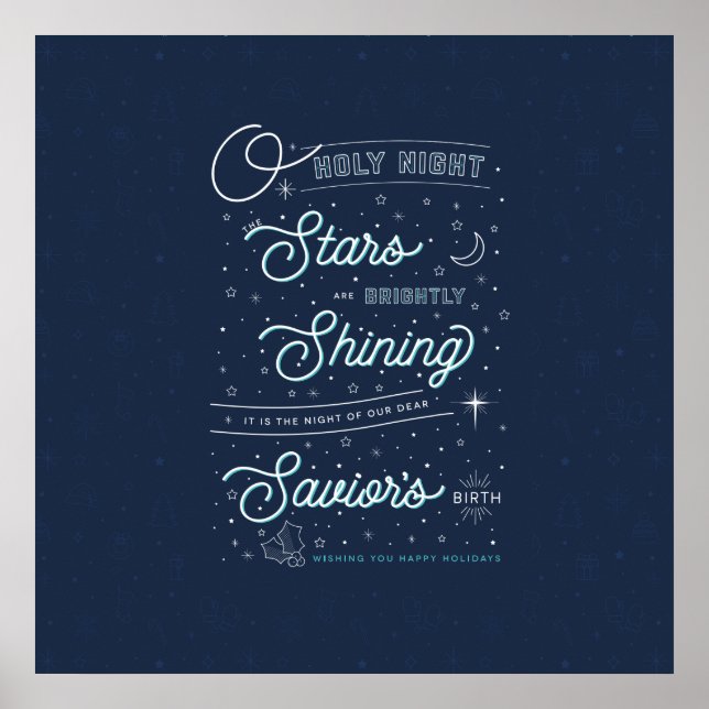 Åh Heliga Nattjul Poster 24 x 24 / blå (Framsidan)