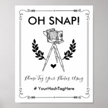 Åh Herregud Vintage Botanisk Bröllop Hashtag Selfi