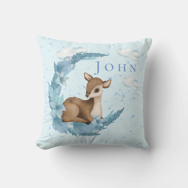 Åh, Hjort & Blue Clouds Dust Pojke Nursery Kudde (Framsida)