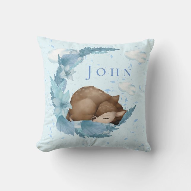 Åh, Hjort & Blue Clouds Dust Pojke Nursery Kudde (Framsida)