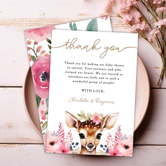 Åh Hjort Cute Baby Shower - tackkort Inbjudningar (Oh Deer Cute Baby Shower Thank You Card)