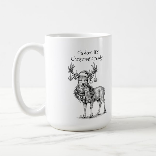 Åh hjort, det är jul redan kaffemugg (Vänster)