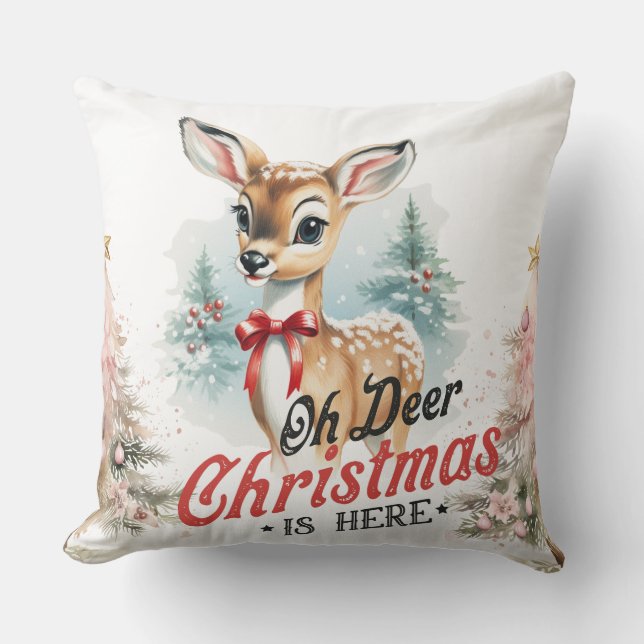 Åh Hjort jul är här Dekorativ kudde (Framsida)