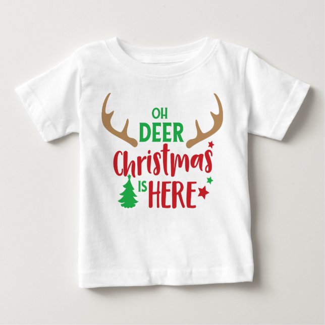 Åh Hjort jul är här, Julgran, Antlers T Shirt (Framsida)