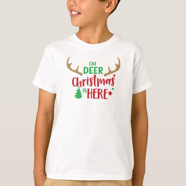 Åh Hjort jul är här, Julgran, Antlers T Shirt (Framsida)