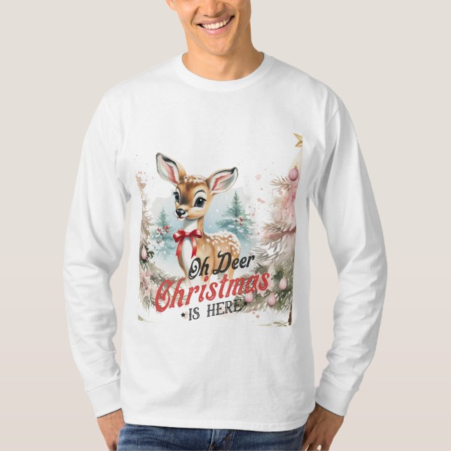 Åh Hjort jul är här Långärmad Tshirt T Shirt (Framsida)