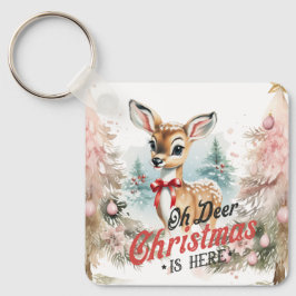 Åh Hjort jul är här Square Keychain Nyckelring