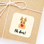 Åh Hjort jul Fyrkantigt Klistermärke<br><div class="desc">En enkel och rolig juldesign.</div>