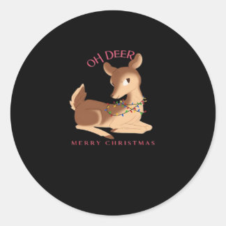 Åh hjort jul modern design runt klistermärke