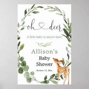 Åh hjort könsneutrala babyduschvälkomstposter poster