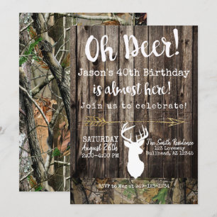 Åh Hjort! Manar Camo-bakgrund Birthday Inbjudningar