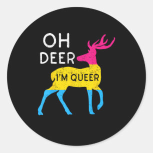 Åh hjort queer färgglad Pride-flagg firande Runt Klistermärke
