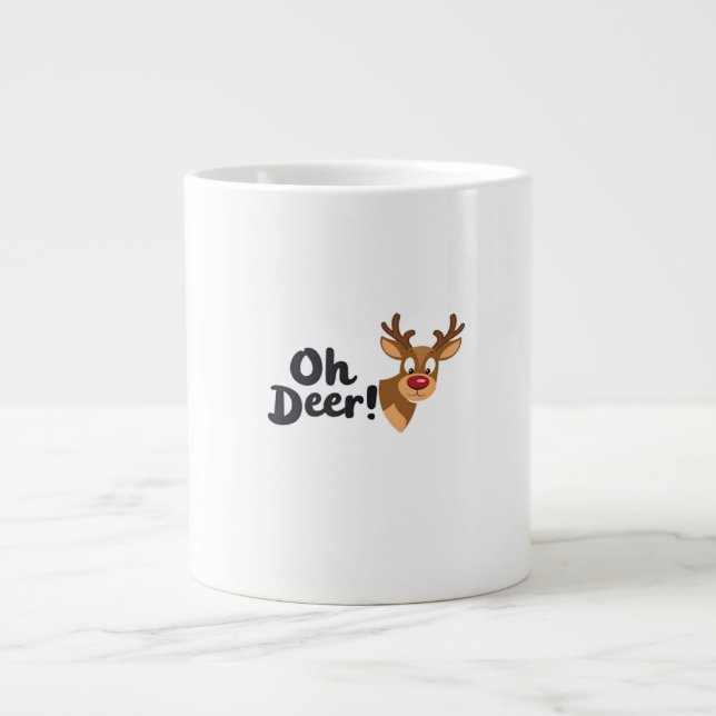 Åh hjort Ren Minimal Seende  Jumbo Mugg (Framsidan)