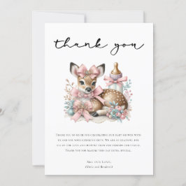 Åh Hjort! Rosa Blommigt Baby Shower Tack Inbjudningar