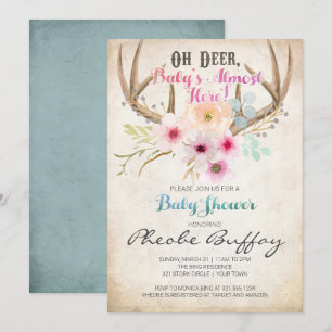 Åh Hjort Rustic Baby Shower-inbjudan Inbjudningar