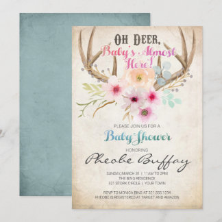Åh Hjort Rustic Baby Shower-inbjudan Inbjudningar