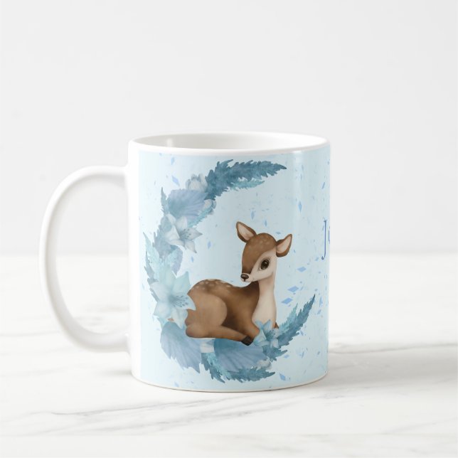 Åh, Hjort underbar Bambi blåa blommor Clouds Dust Kaffemugg (Vänster)