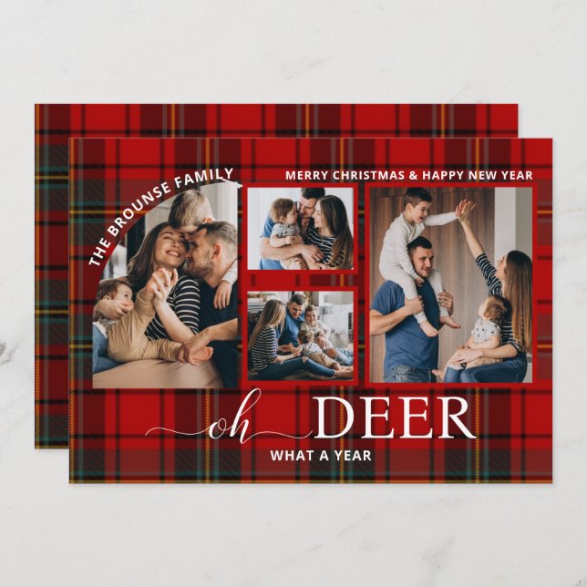 Åh Hjort Vad ett år av julfotopaket Julkort (Fram/baksida)
