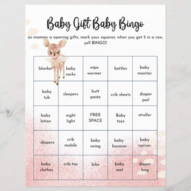 Åh Hjort, vi har en babydusch Games Reklamblad (Framsidan)