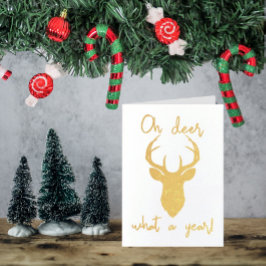 Åh, Hjort, vilket år! Lustig jul Folierat Kort