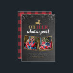 Åh, Hjort, vilket år! Tartan Chalkboard 2 Photo Julkort<br><div class="desc">Det här helgdag-fotokortet är perfekt för alla familjer som tittar att skicka en roligt och ett modernt julfotokort. Den här designen har "Oh hjort, vad ett år!" i en blandning av modernt skript och handskrivet skript med en renare överst i ett faux guld-folie, placerad ovanpå en kritbakgrund med snöflingor överst....</div>