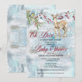 Åh Hjort Woodland Animals kör med babyskor Inbjudningar