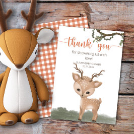 Åh Hjort Woodland babydusch tack. Kort