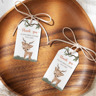 Åh Hjort Woodland babydusch tack. Presentetikett