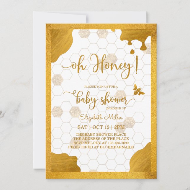 Åh Honung Mamma-to-Bee Baby Shower-inbjudan Inbjudningar (Framsida)