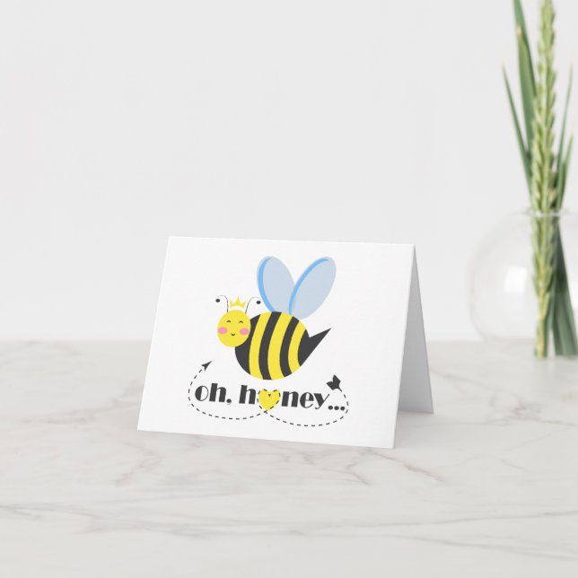 Åh Honung Valentiness drottning Bee-karaktär med t Tack Kort (Framsida)