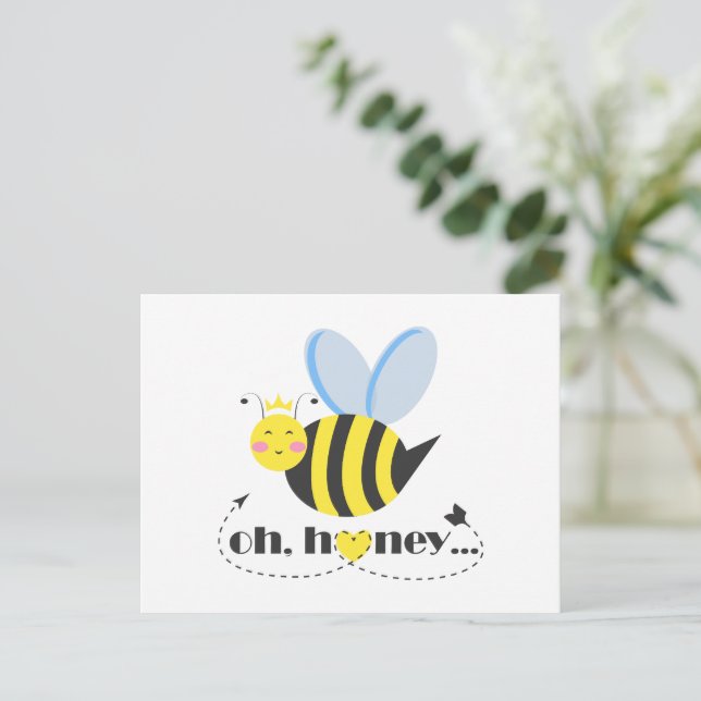 Åh Honung Valentiness drottning Bee-karaktär med t Vykort (Stående Fram)