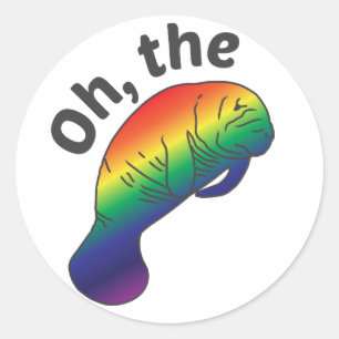 Åh, Hue Manatee Round Sticker Runt Klistermärke