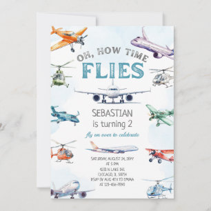 Åh hur tiden flyger Flygplan Födelsedag Inbjudningar