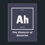 Ah Inslag of Surprise Chemistry Science Funny Vykort<br><div class="desc">Ah Inslag of Surprise Chemistry Funny Det här är en underbar gåva till kemiläraren eller älskare i ditt liv. Alla som har studerat den periodiska Bord i Inslag kommer att uppskatta detta skämt. Det här vetenskapens pappa-skämt är sarkastiskt i en enkel svart och vit design och får säkert andra att...</div>