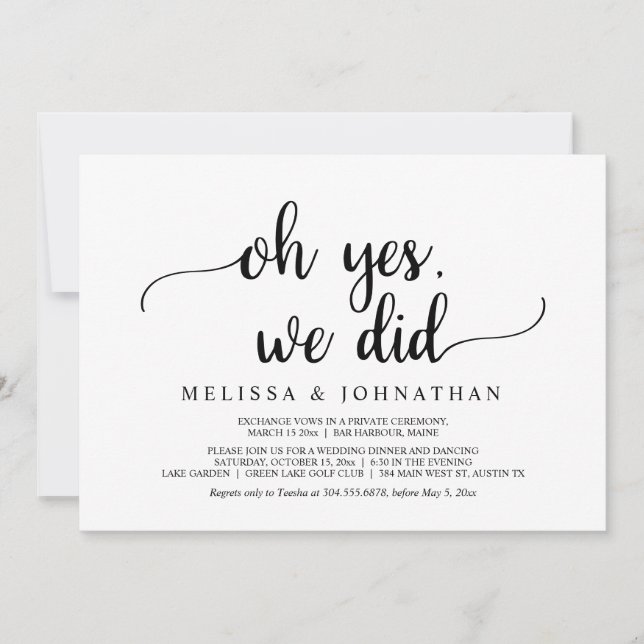 Åh ja, det gjorde vi, rustik bröllopsfest för älsk inbjudningar (Framsida)