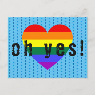 Åh Ja HBTQ HBT Pride Regnbåge Hjarta Vykort
